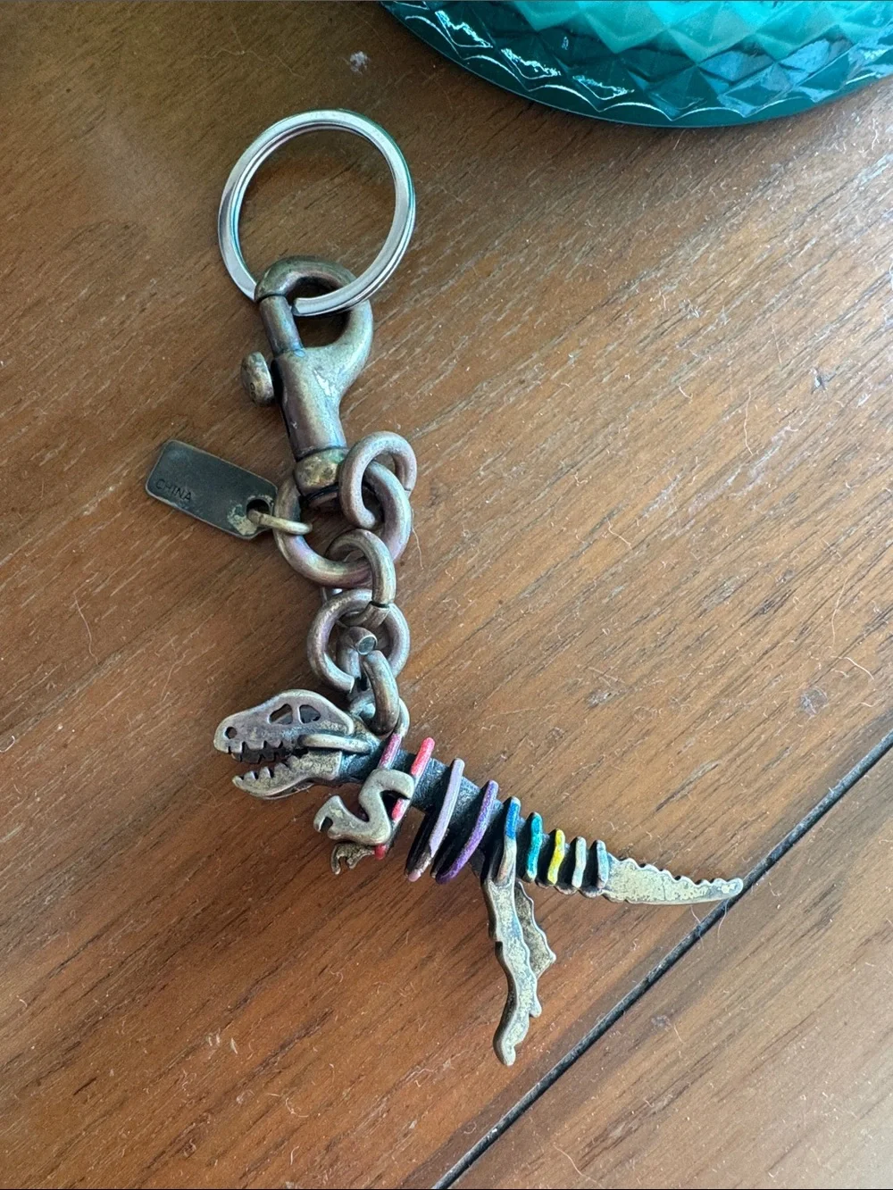 Coach Charm - Rexy Skeleton Keychain with Rainbow Accents